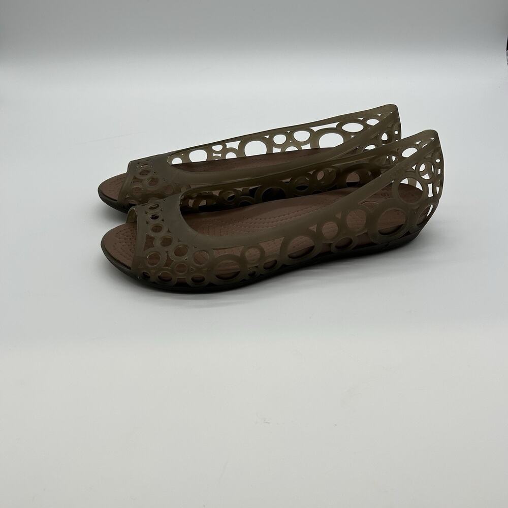 Crocs Adrina Y2K Jelly Ballet Flats Women's Size 11 Peep Toe Slip On Gray